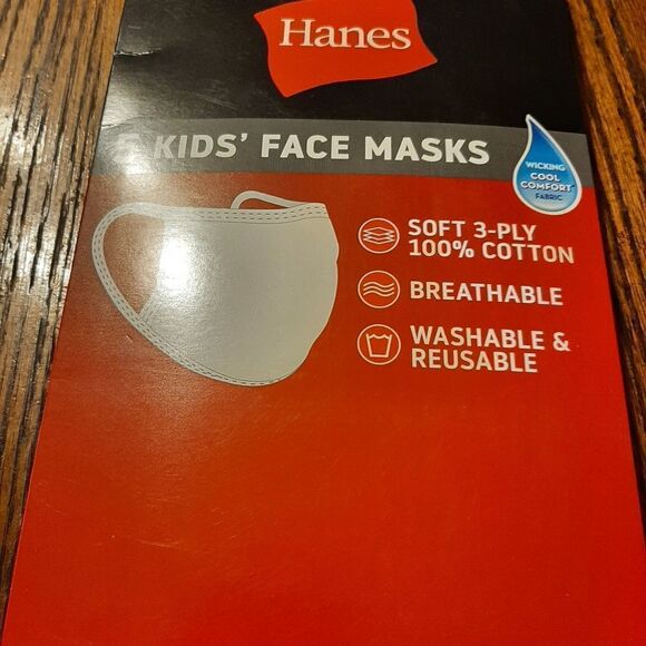 New TEN White Kids Youth Hanes X-Temp Facemasks Cooling Breathable Wicki… - Picture 3 of 4